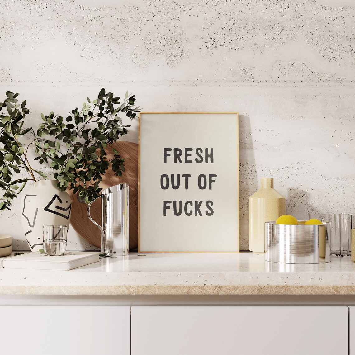 Fresh Out Of Fucks Funny Typography Art Print - Image 2