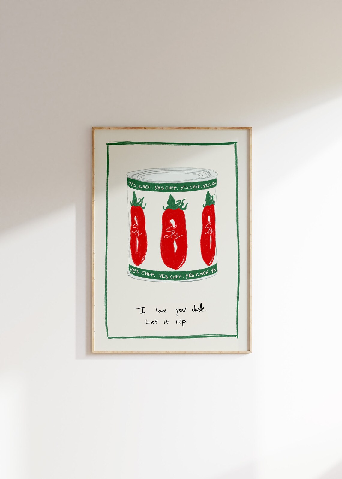 Yes Chef Kitchen Print, Tinned Tomatoes Quote Poster - Image 4