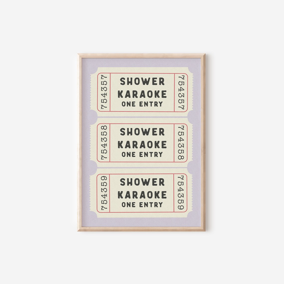 Shower Karaoke Ticket Art Print, Retro Bathroom Decor - Image 2