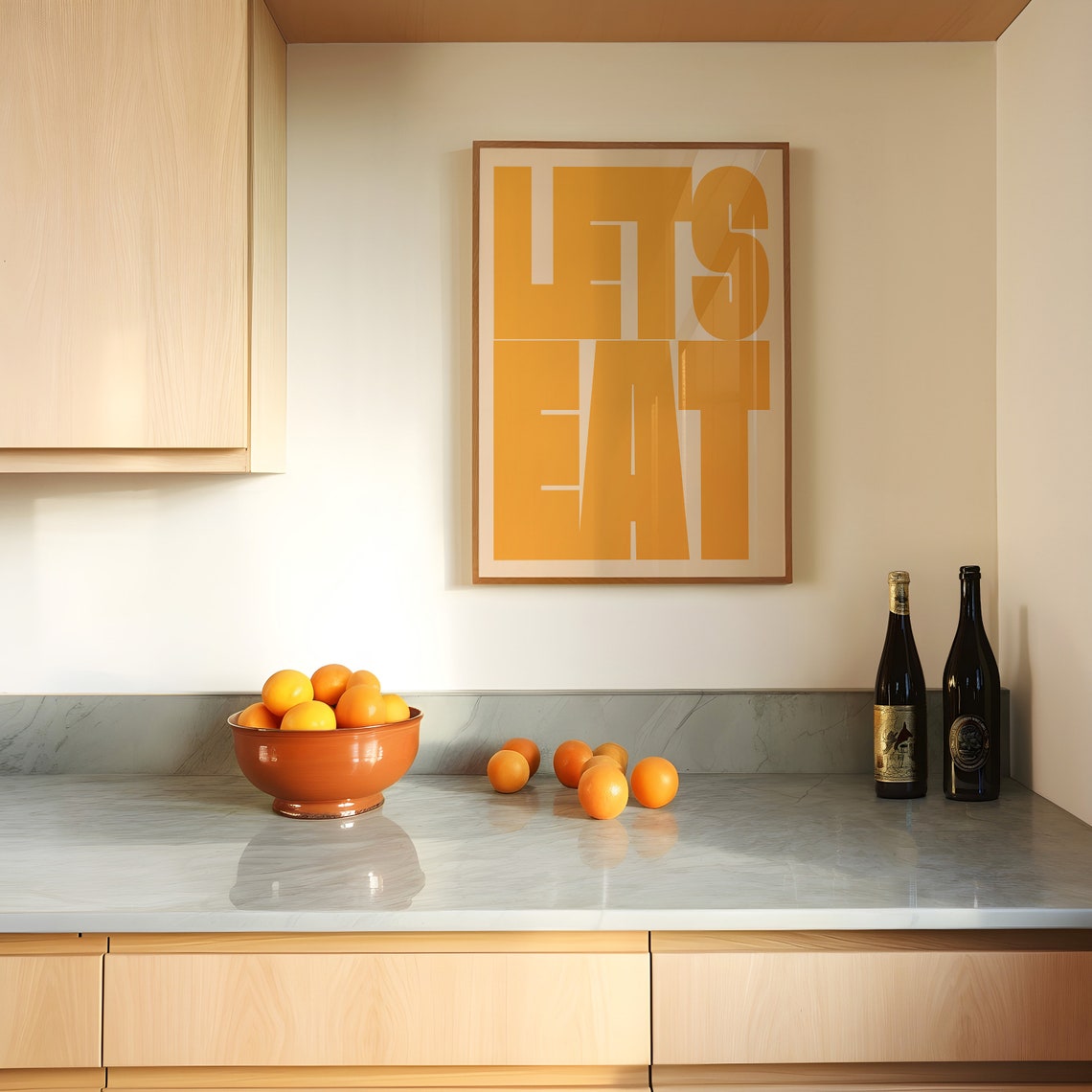 Lets Eat Bold Orange Typography Retro Kitchen Wall Decor Art Poster - Image 2