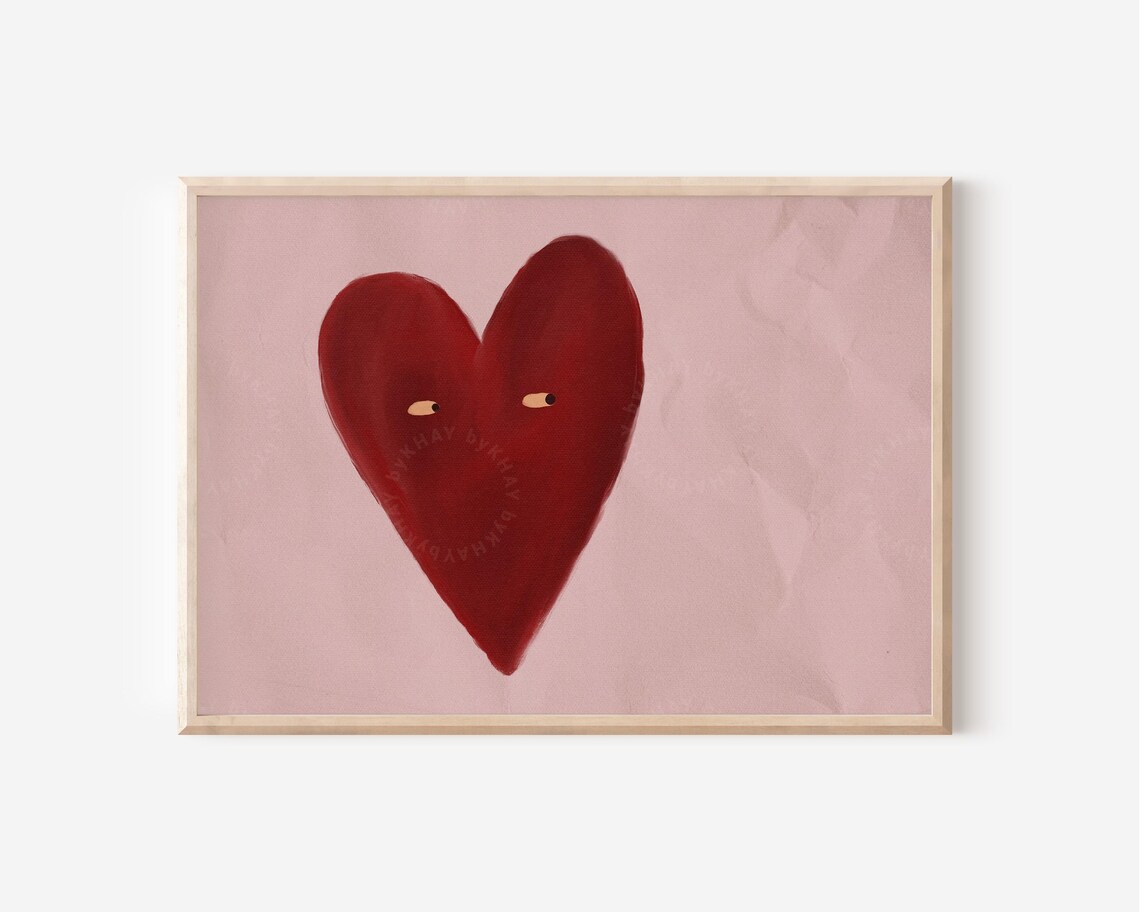 Love Heart With Eyes Vintage Style Art Print - Image 4