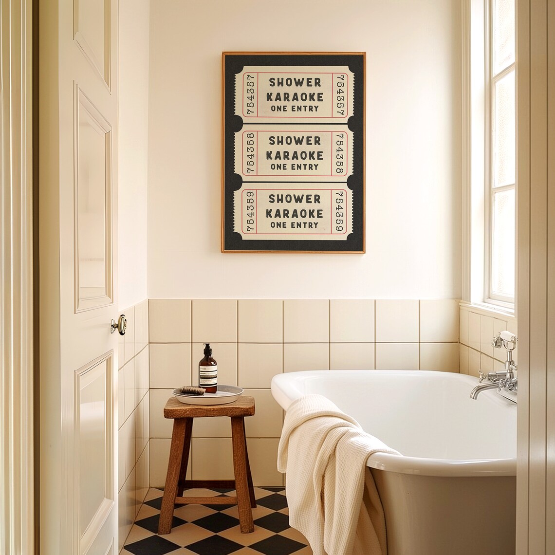 Shower Karaoke Ticket Print, Retro Bathroom Humor Art - Image 4