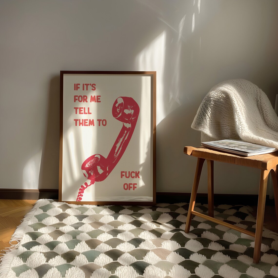 If Its For Me Tell Them To Fuck Off Retro Phone Funny Wall Poster - Image 2