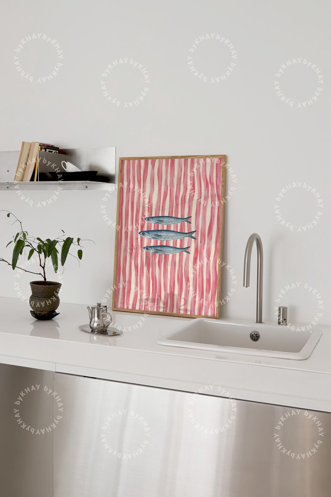 Sardines Fish Painted Print, Retro Modern Kitchen Poster - Image 3