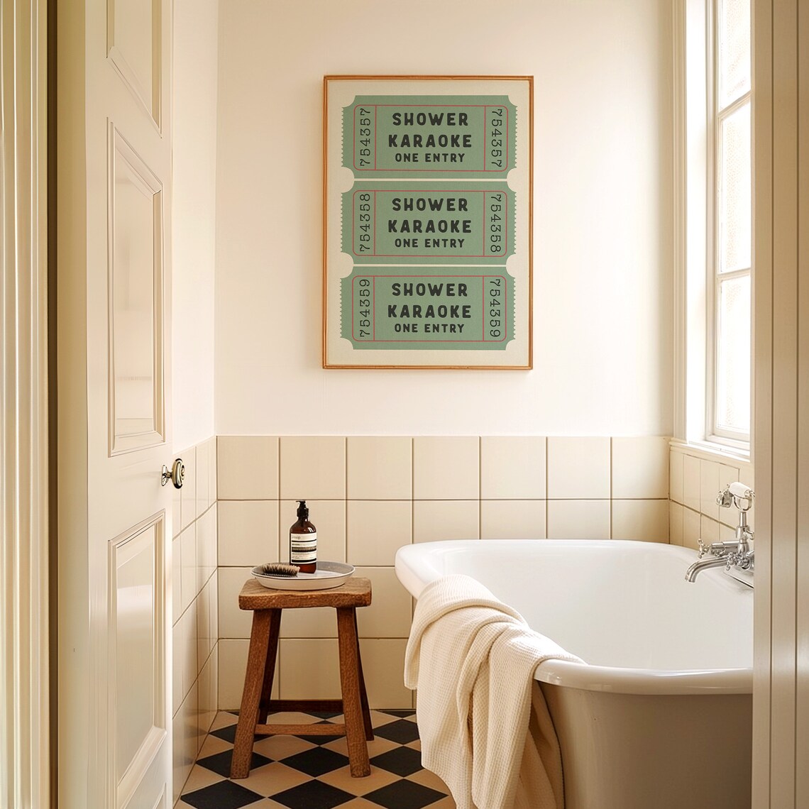 Shower Karaoke Ticket Print, Retro Bathroom Decor - Image 4