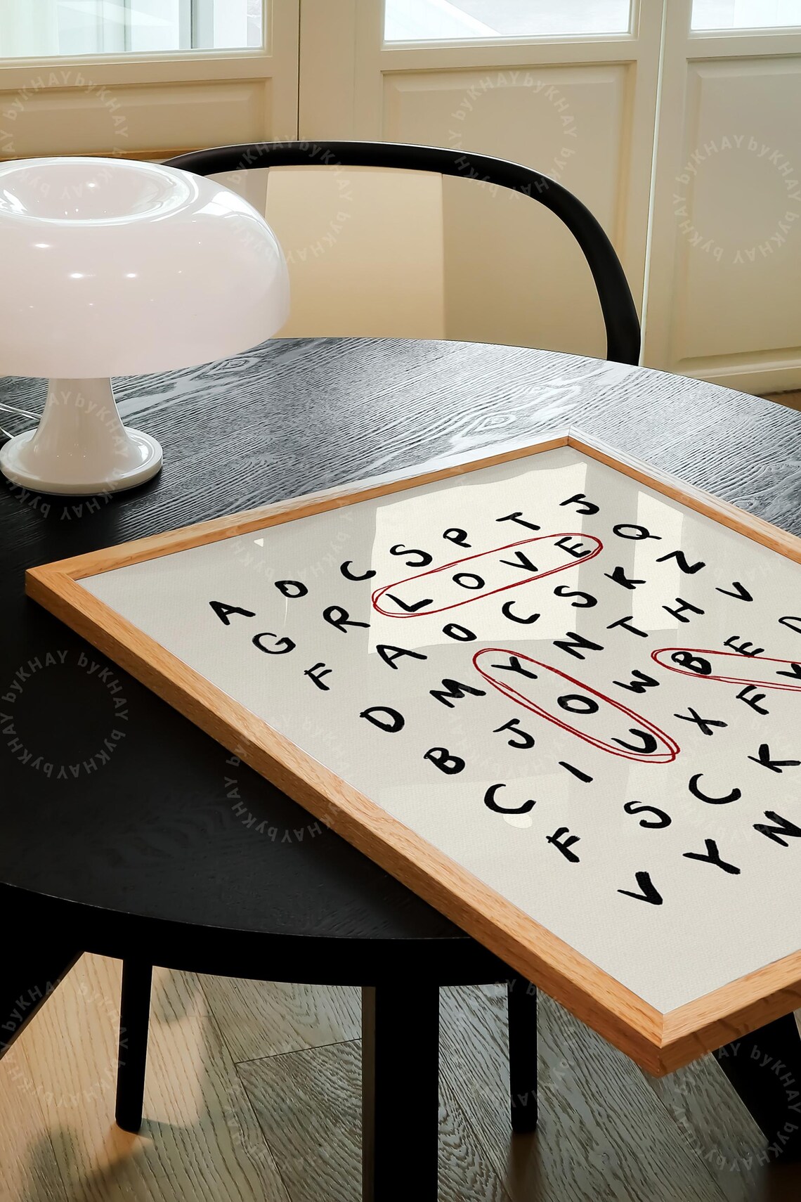 Love You Bye Crossword Hallway Sign, Typography Print - Image 2