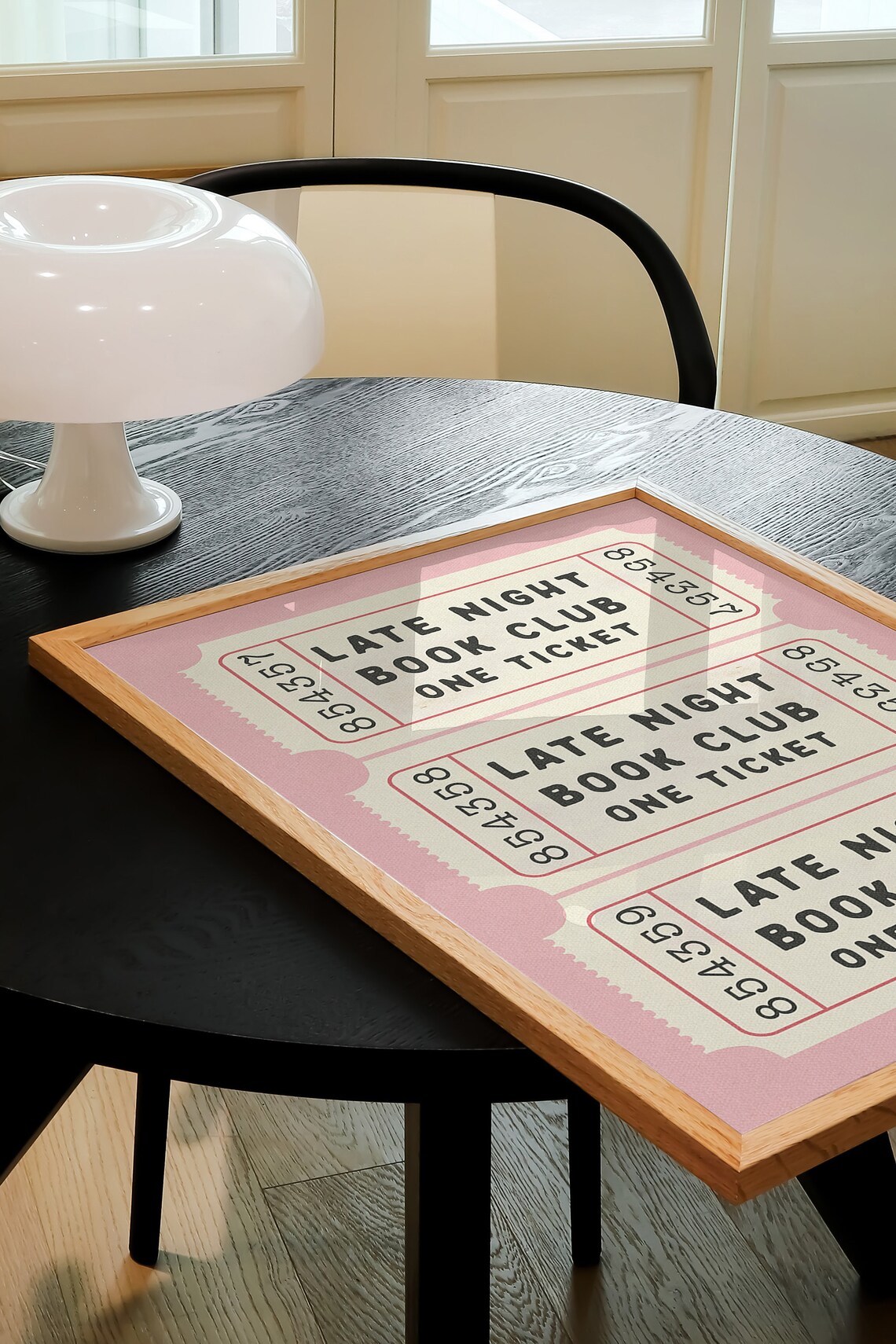 Late Night Book Club Ticket Print, Retro Cream Aesthetic - Image 2