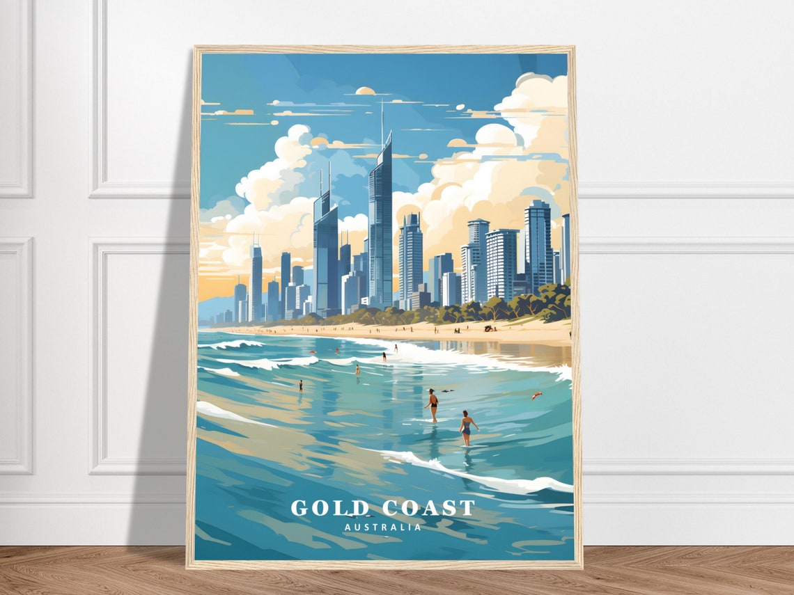 Gold Coast Australia City Beach Surfers Paradise Travel Poster