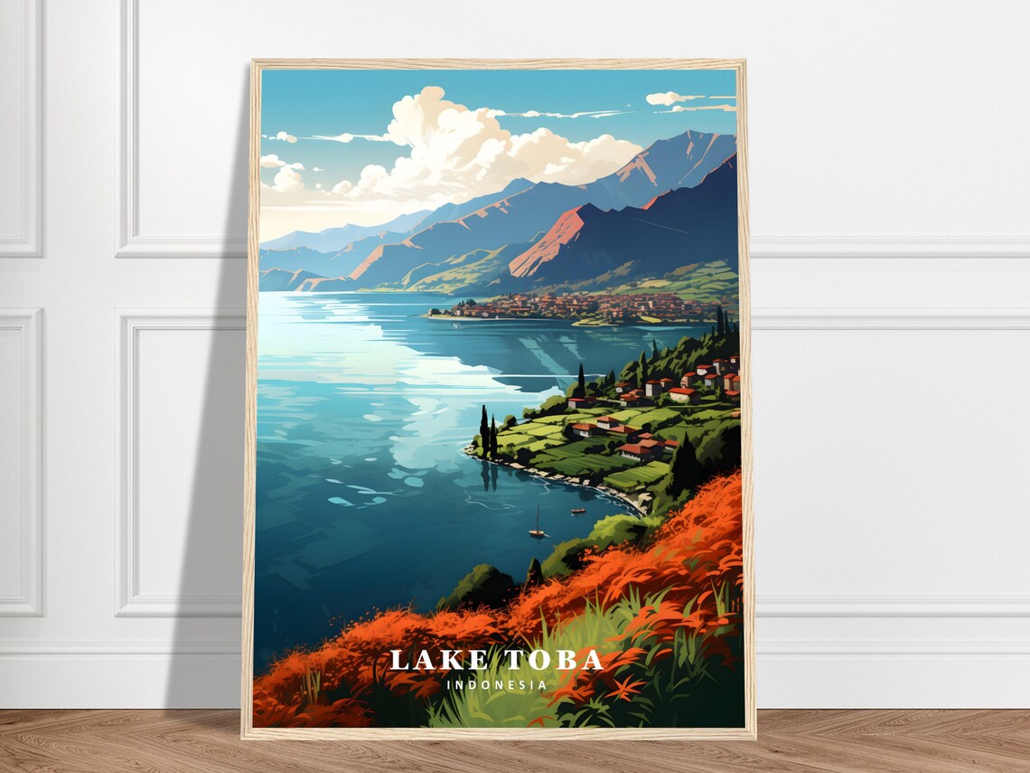 Lake Toba Travel Poster, Indonesia Nature Print