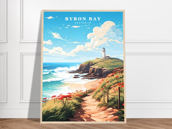 Byron Bay Travel Print Australia Collection Coastal Artwork Ocean Beach Nature Poster Wall Art