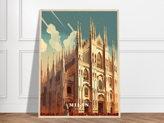 Milan Travel Print Italy Collection Iconic Architecture Art City Piazza Del Duomo Gothic