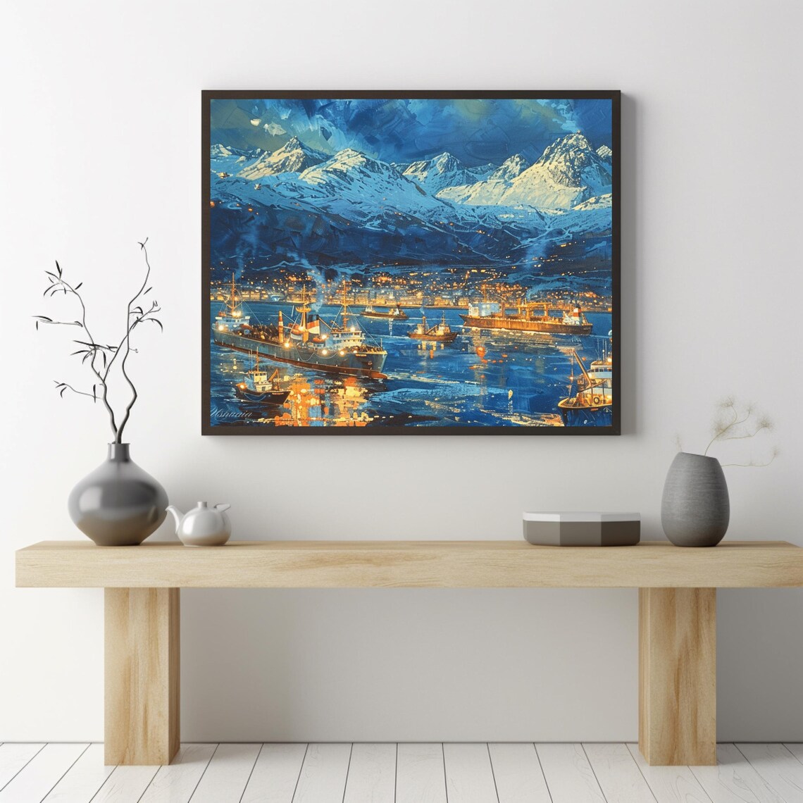 Ushuaia Argentina Travel Poster, Port Landmark