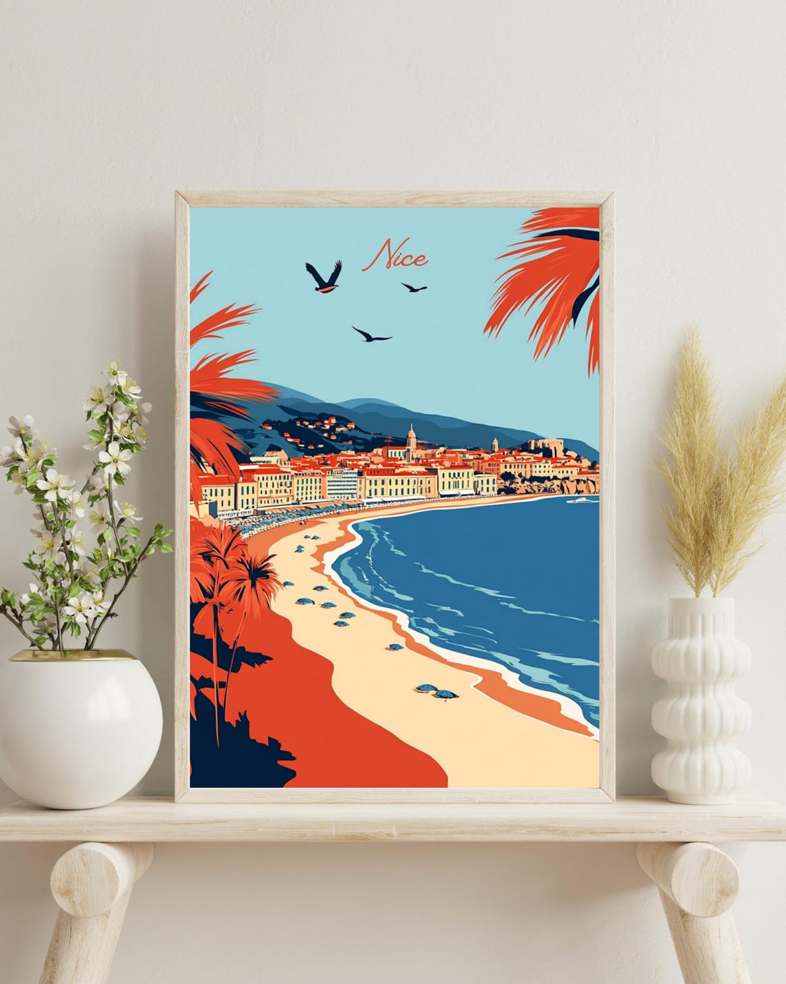 Nice France Retro Travel Poster, French Riviera