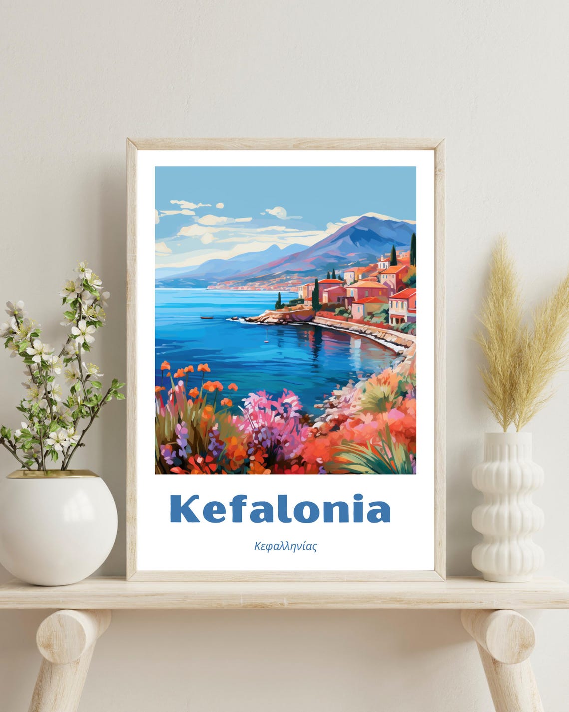 Kefalonia Greece Travel Poster, Greek Islands