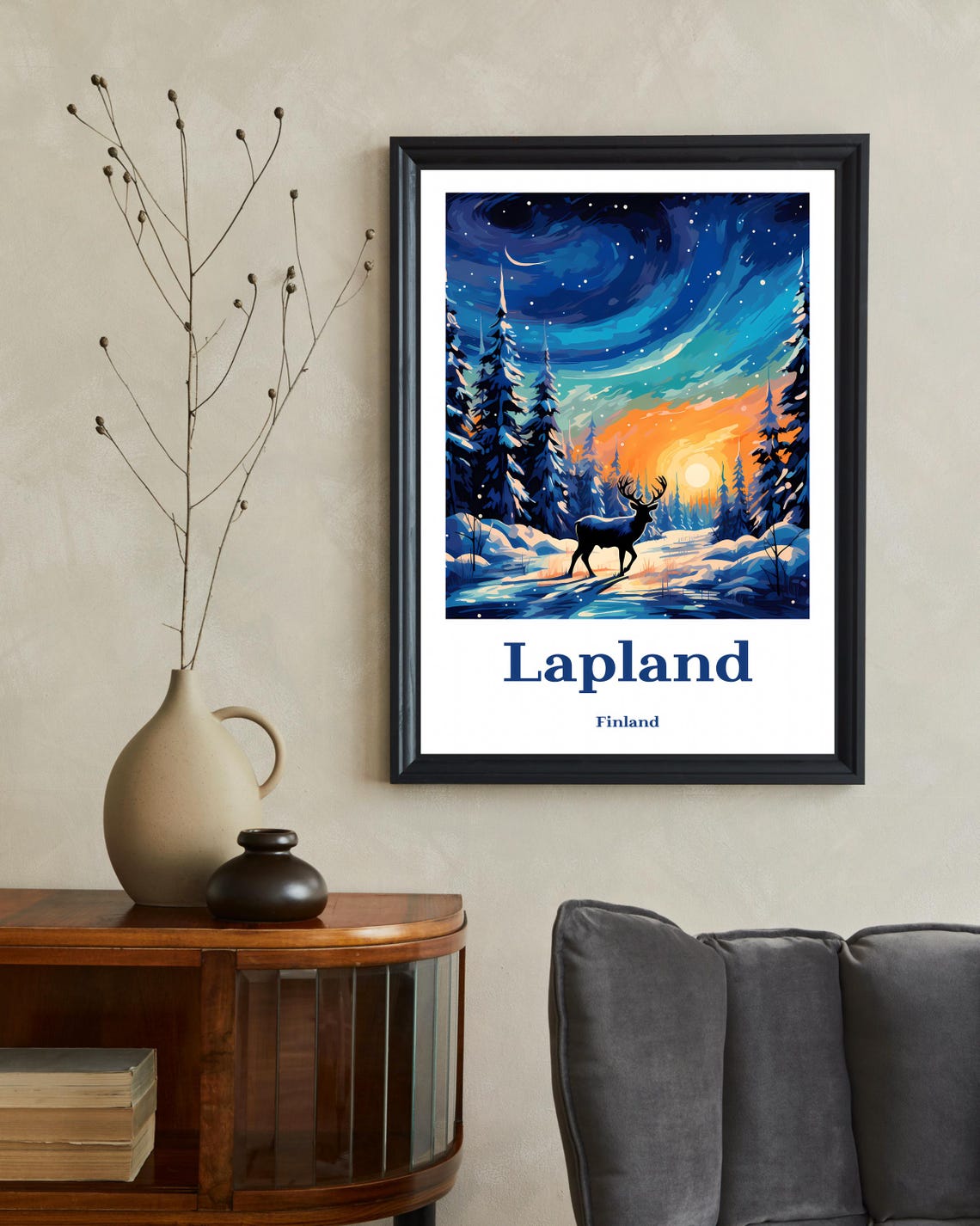 Lapland Travel Poster, Winter Finland Gift - Image 2