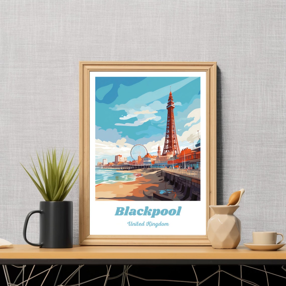 Blackpool England Travel Poster, Christmas Gift - Image 2