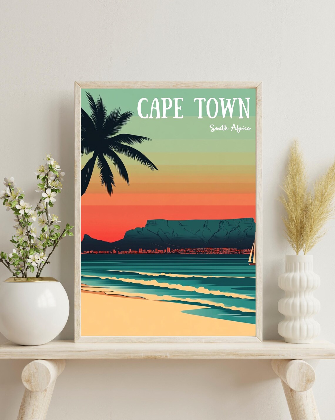 Cape Town Vintage Travel Poster, South Africa Print