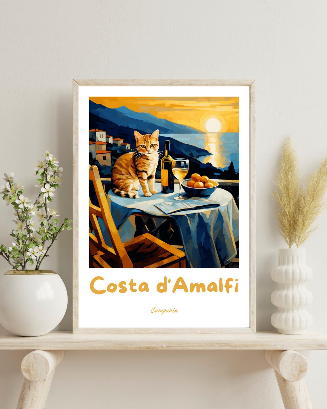 Amalfi Coast Travel Poster, Amalfi Italy Gift