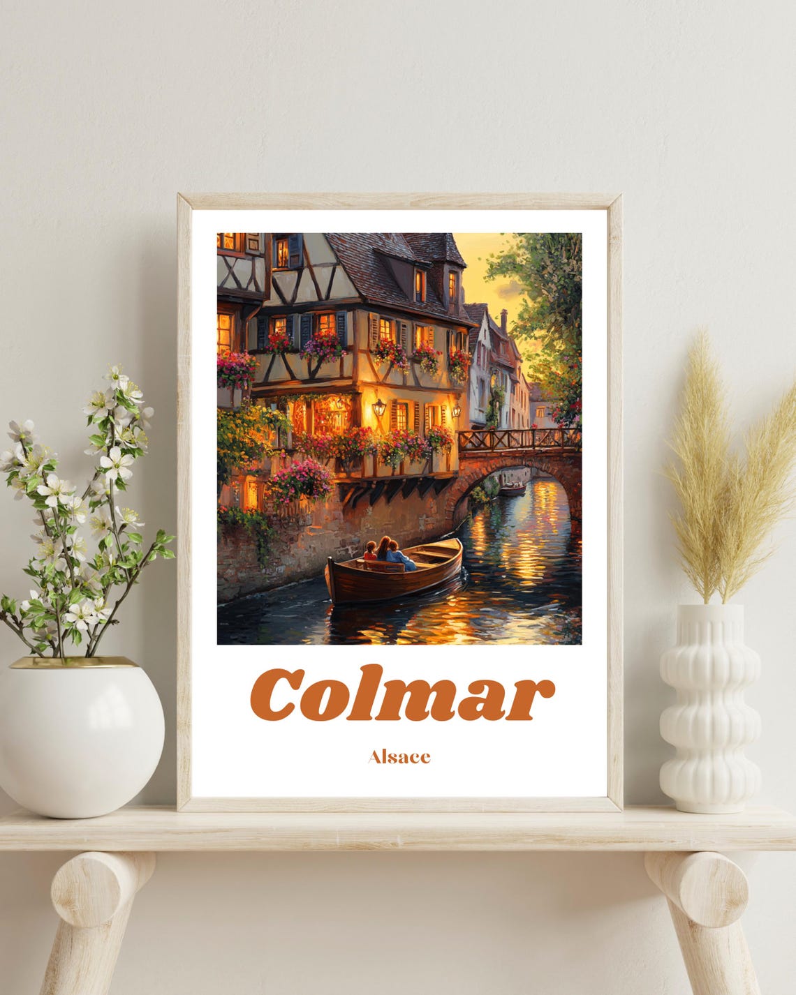Colmar France Travel Poster, Romantic French Art