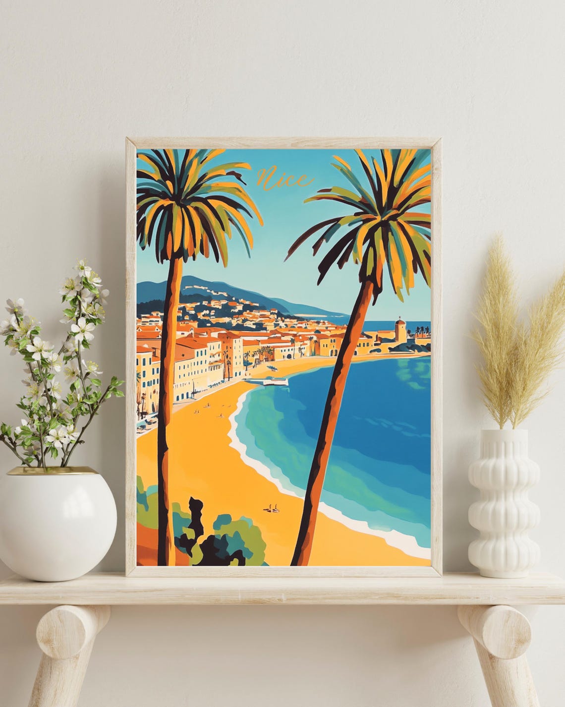 Nice France Retro Travel Poster, Vintage Riviera