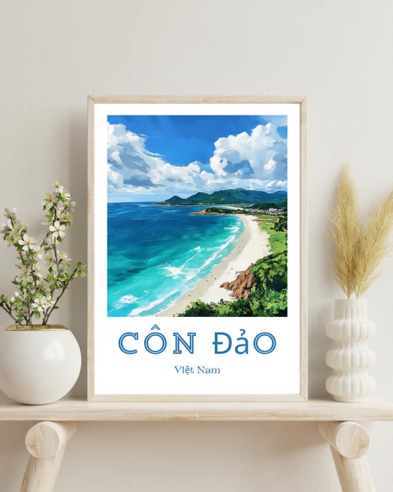 Con Dao Vietnam Travel Poster, Tropical Beach
