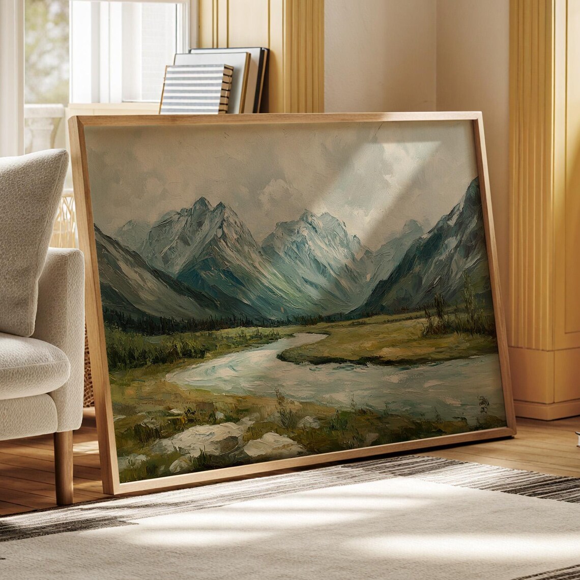 Majestic Mountain River Landscape, Rustic Cabin Decor - Image 5