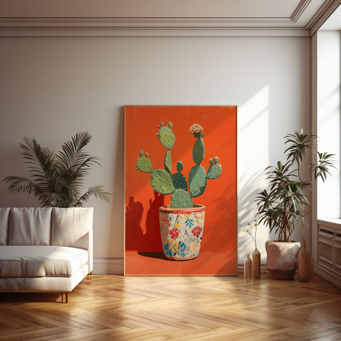 Mexican Cactus Print Cactus Cactus Watercolor Poster Boho Cactus Print Mexico Nature Landscape And Tiles Botanical Wall Print Cacti - Image 2