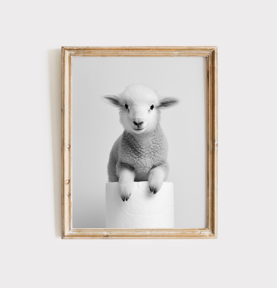 Black And White Lamb Toilet Paper Roll Funny Bathroom Poster