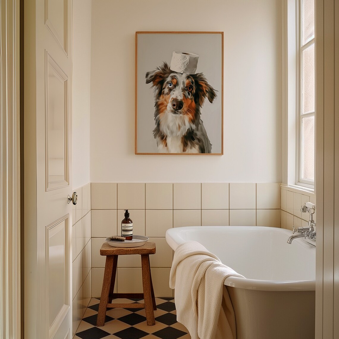 Australian Shepherd Bathroom Art Print, Dog Wall Decor - Image 3