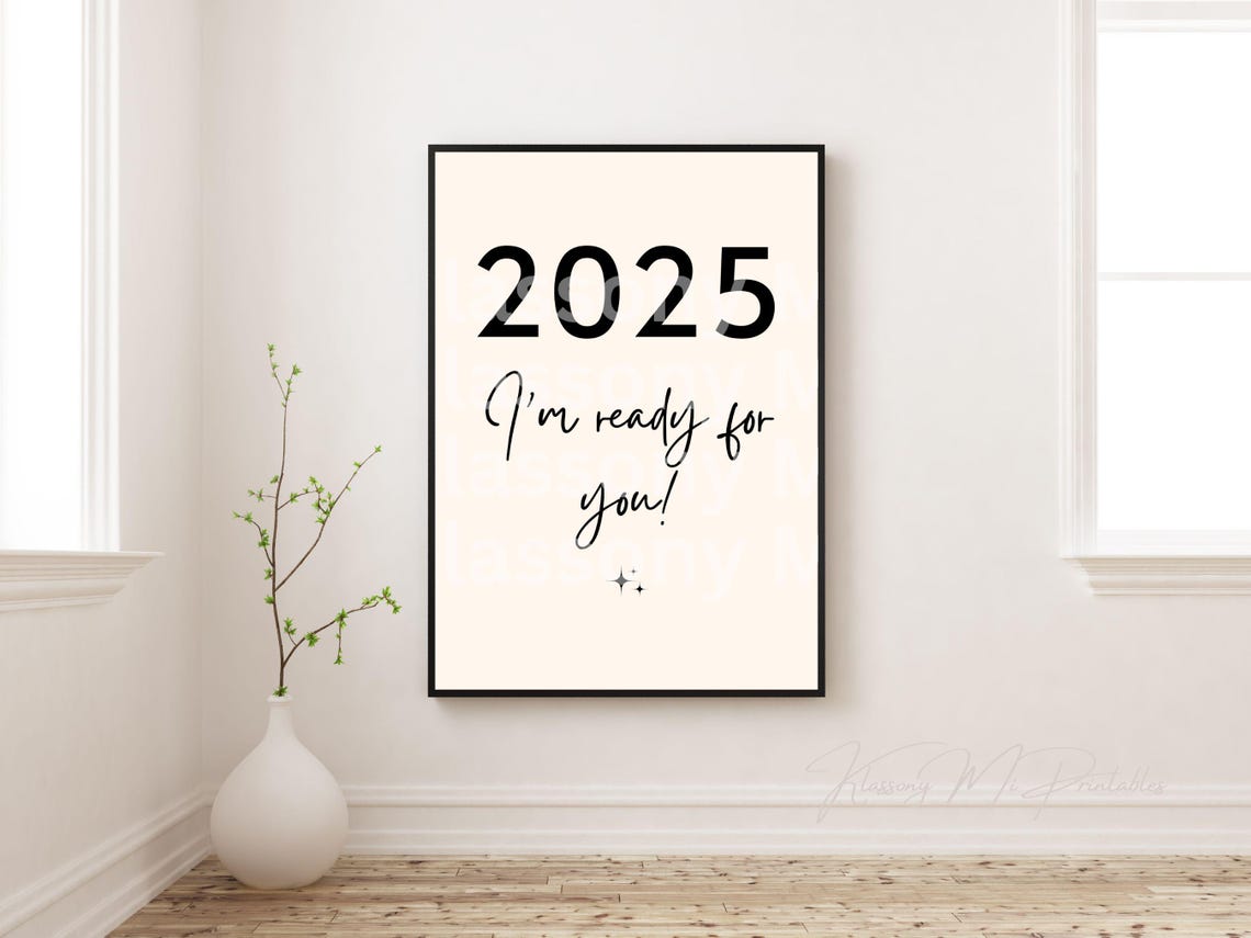 2025 Im Ready For You Bold Black Script Modern New Year Poster - Image 3