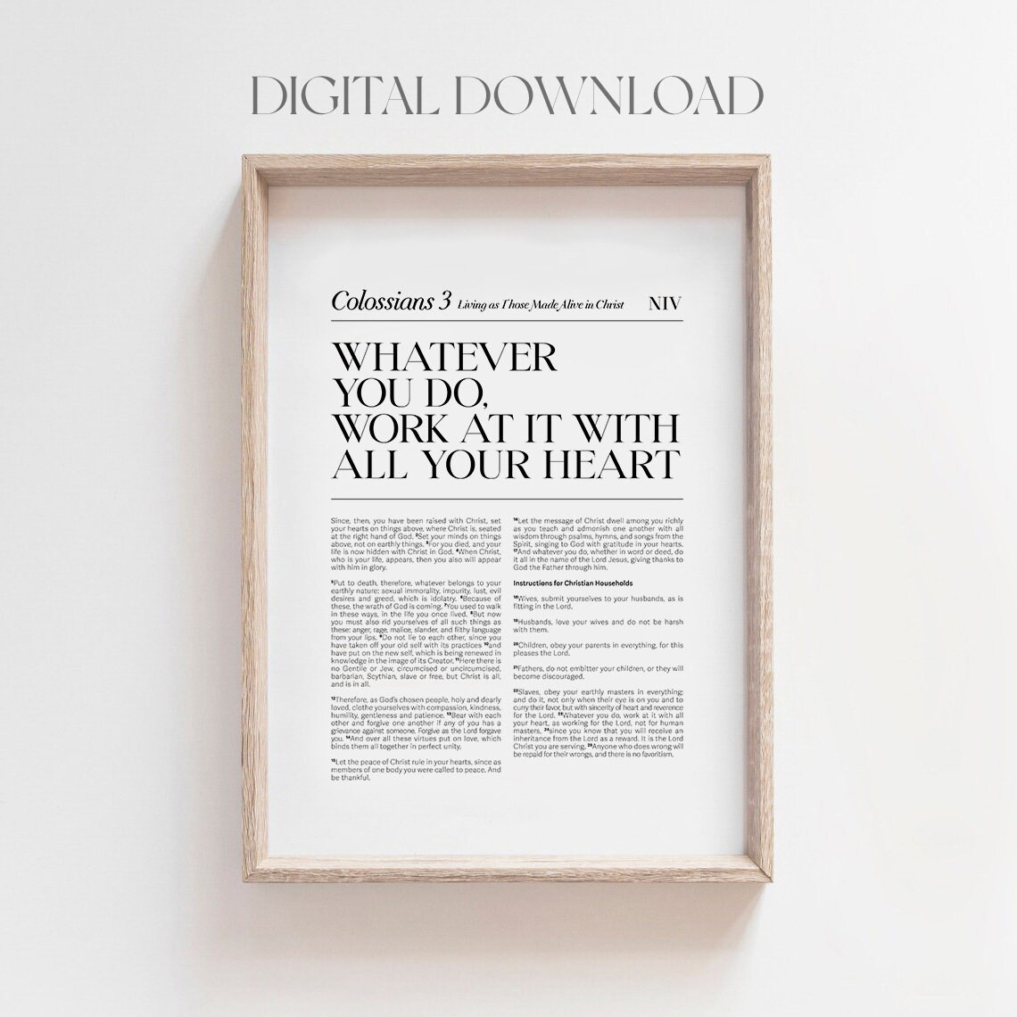Colossians 3 Whatever You Do Bible Verse Art Print - Image 3