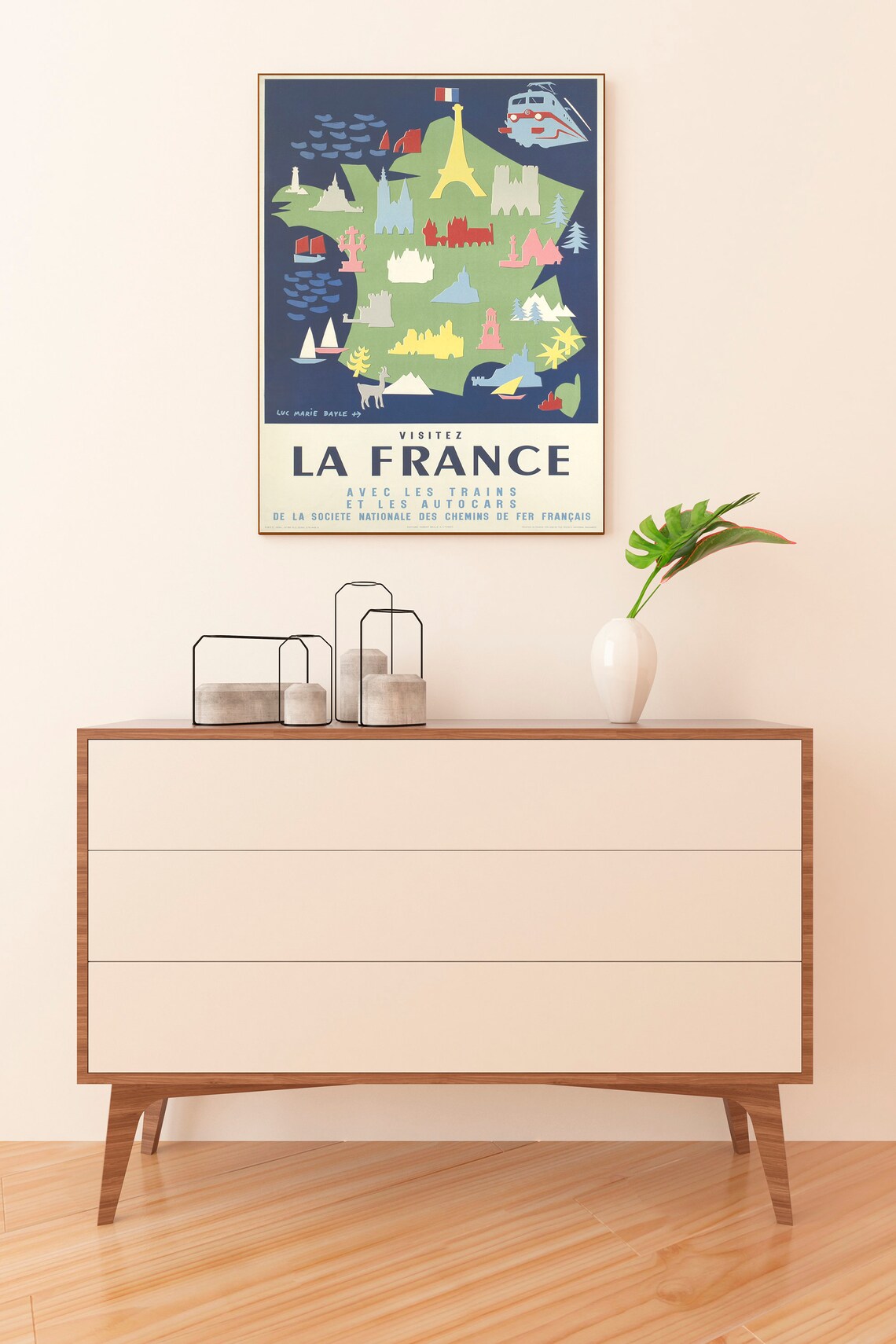 Paris France Travel Poster, Mid-Century Wall Art - Image 2