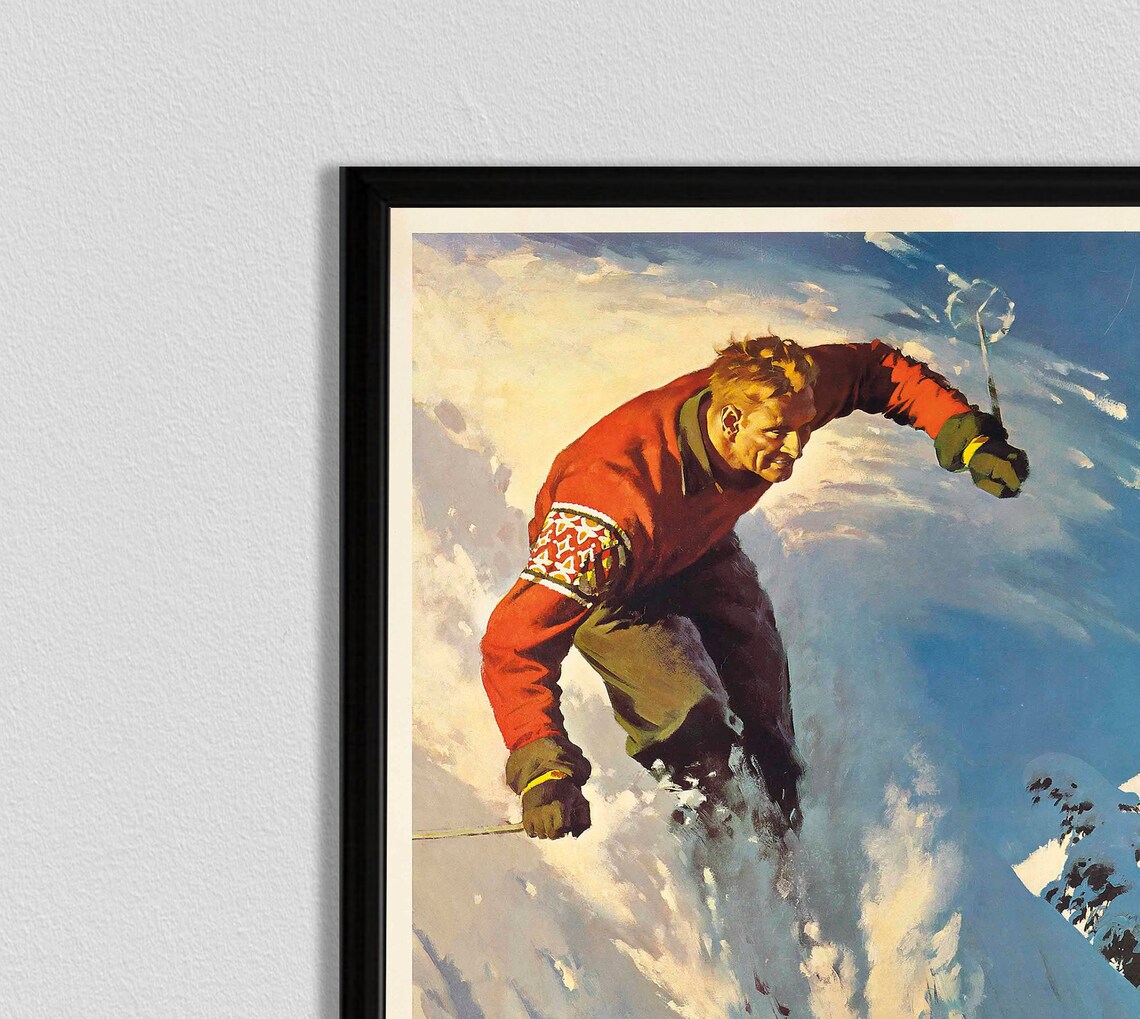 Swiss Skiing Poster, Retro European Travel Art - Image 2