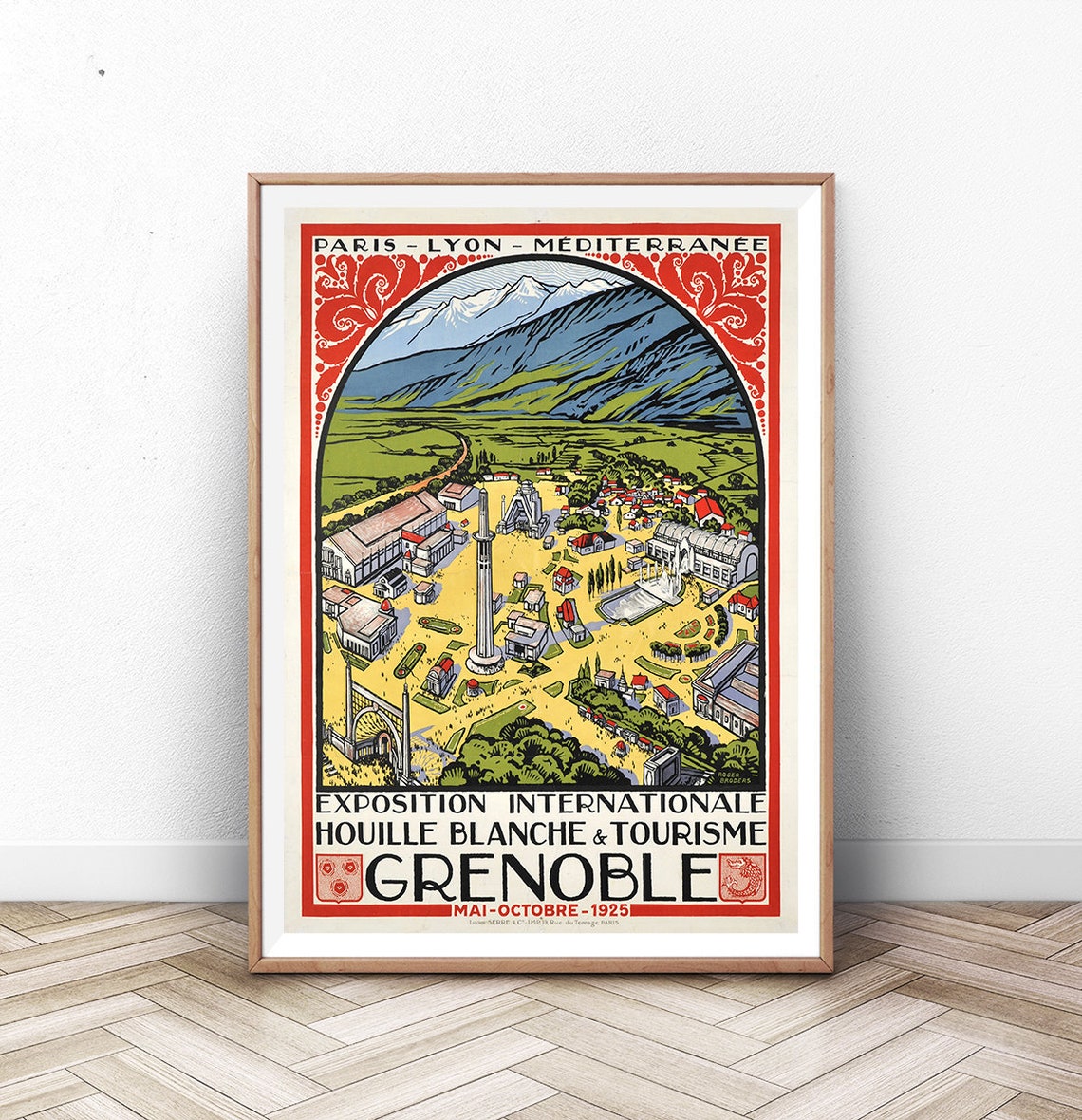 Grenoble Travel Poster Paris Wall Art Swiss Art Print France Print Italy Poster Mountain Poster Vintage Travel Summer Wall Art