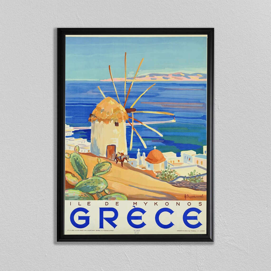 Greece Travel Poster, Santorini and Athens Art Print