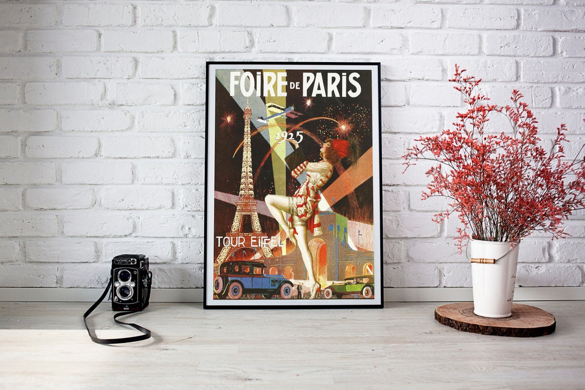Foire de Paris 1925 Eiffel Tower Dancer Night Vintage French Poster - Image 2