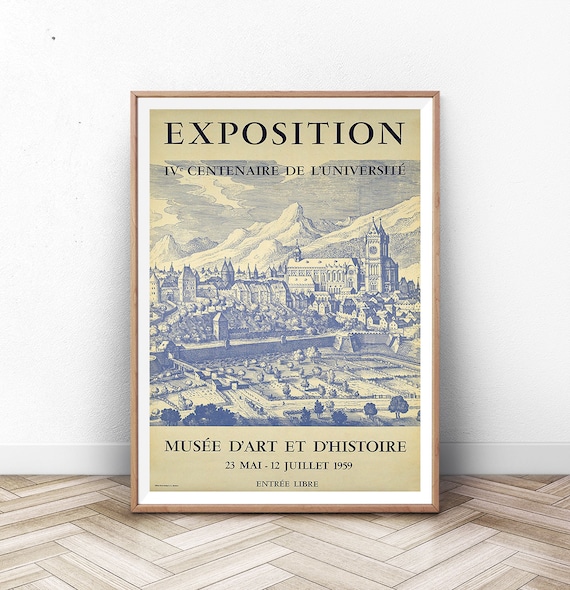 Exposition Universite Centenary 1959 Museum Engraved Cityscape Poster
