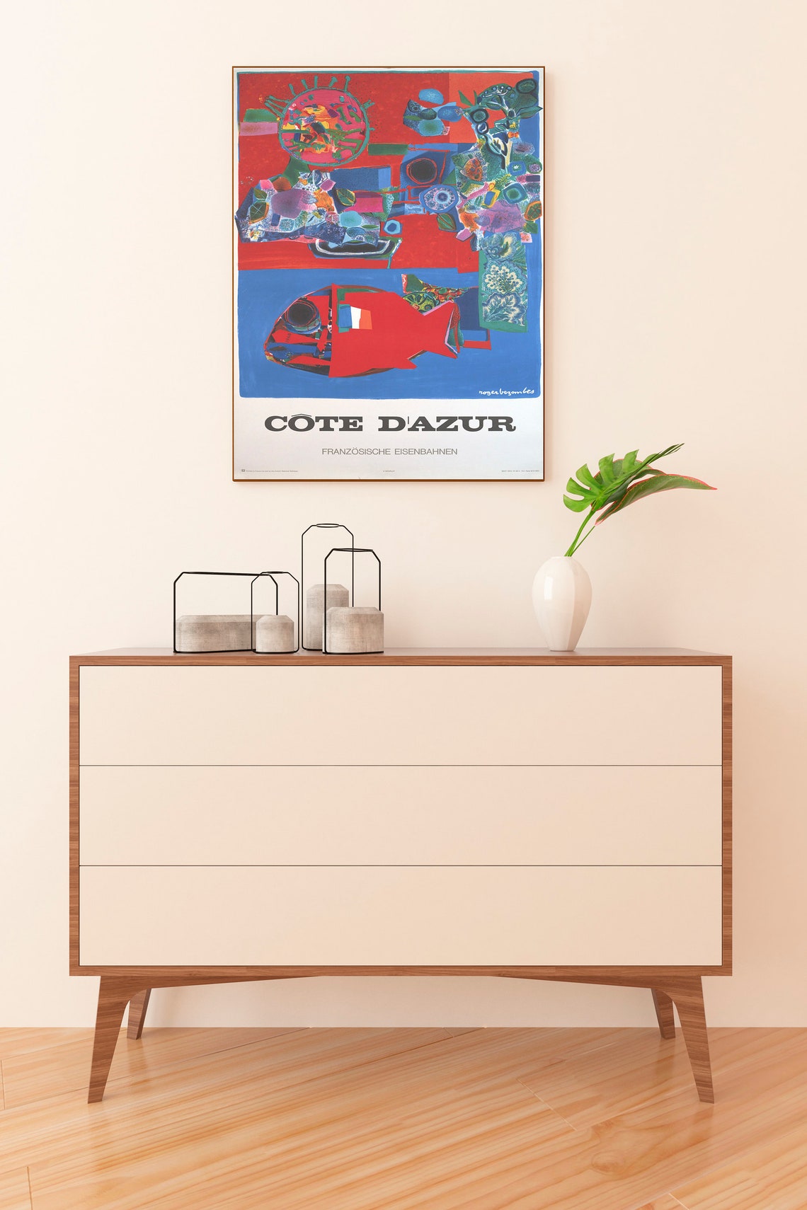 Roger Bezombes Cote Azur Red Fish French Railway Abstract Poster - Image 2