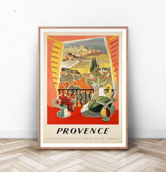 Provence France Vintage Railway Travel Poster Countryside Art