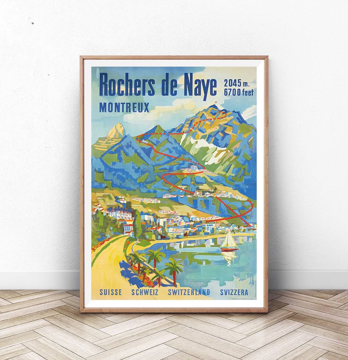 Montreux Riviera Suisse Vintage Travel Poster