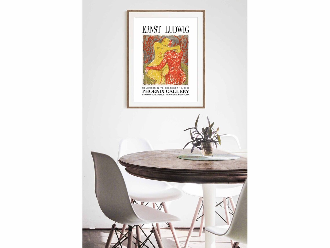Ernst Ludwig Phoenix Gallery 1966 Expressionist Embrace Art Exhibition Poster - Image 2