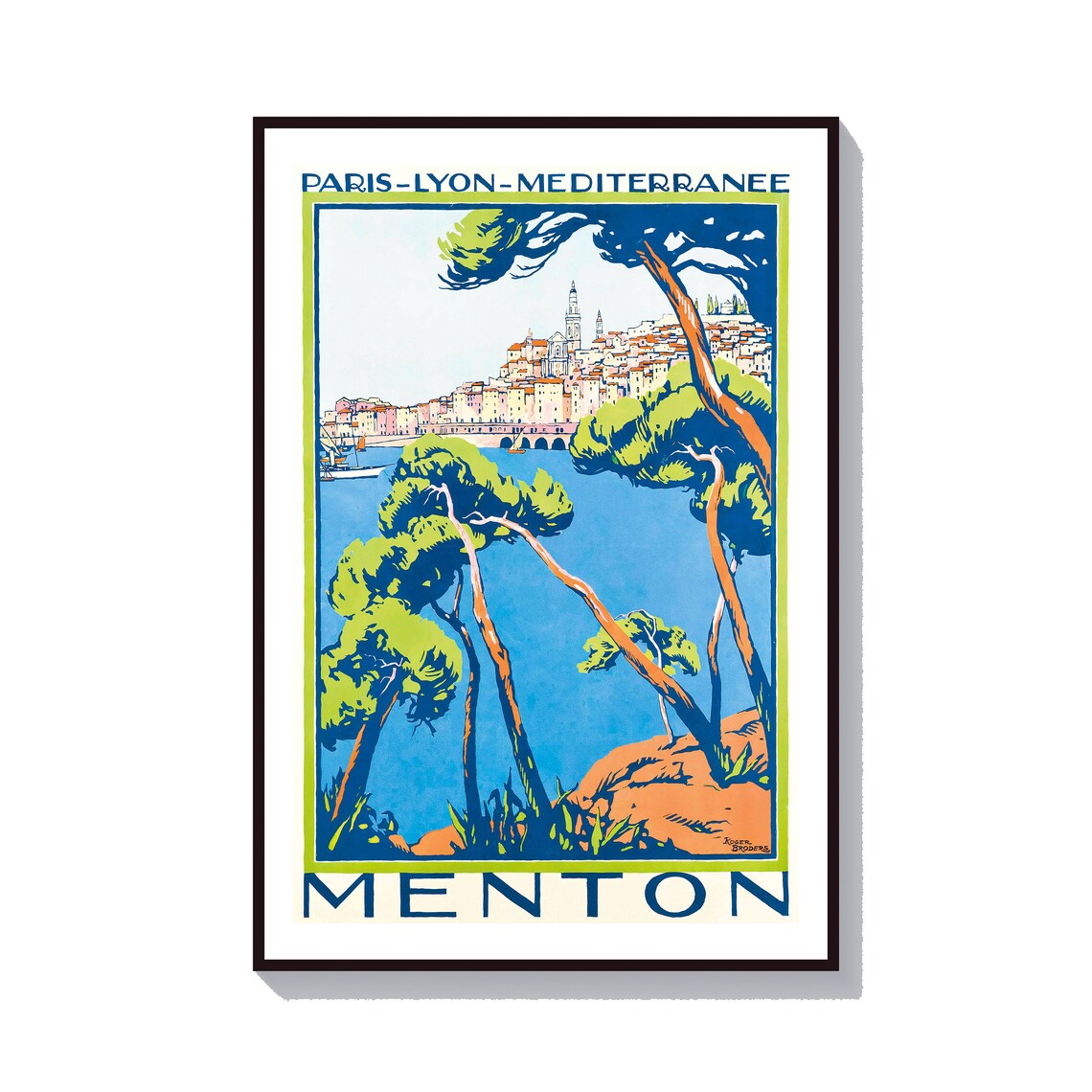 Menton French Riviera Paris Lyon Mediterranee Vintage Travel Poster