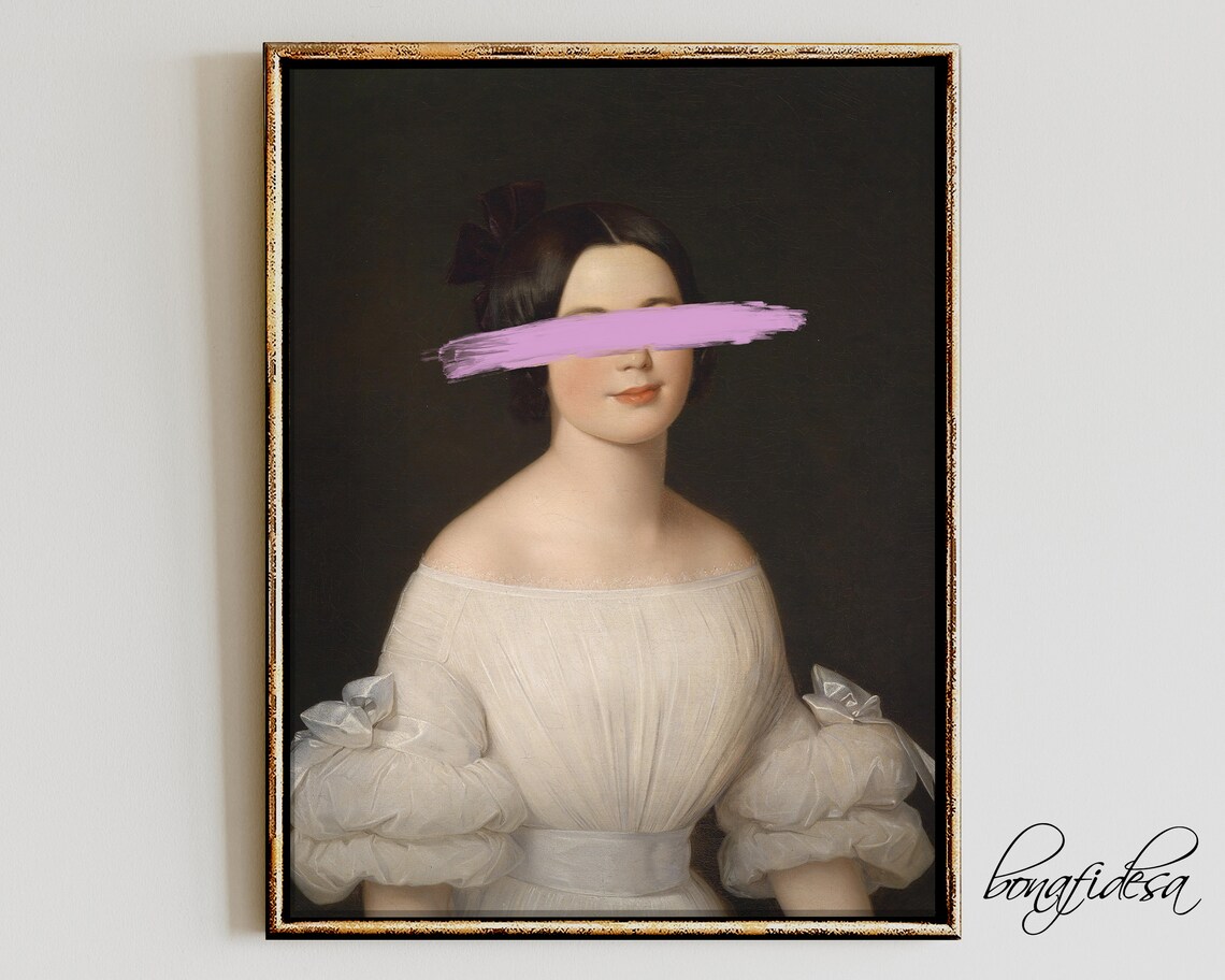 Altered Portrait Art Print, Eclectic Vintage Baroque