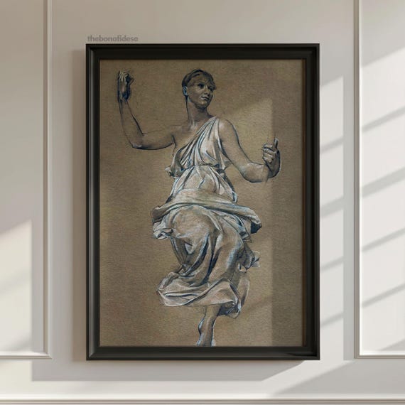 Vintage Figure Drawing Print Fine Art Poster Black And White Wall Decor