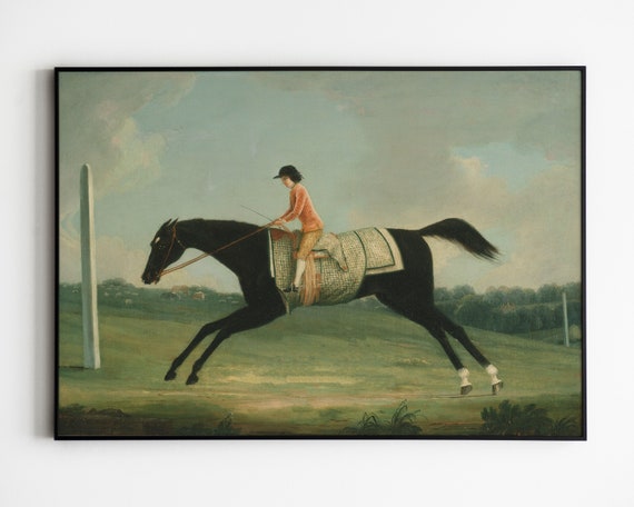 Vintage Horse Painting Nursery Wall Decor Antique Art Print Cottage Boys Room Girls