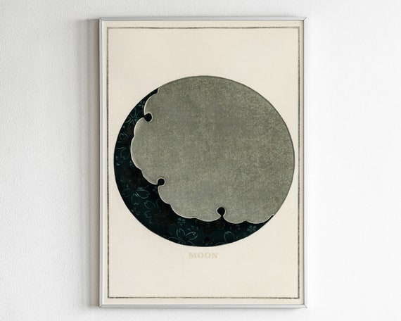 Vintage Lunar Print Map Art Moon Wall Painting Poster Japanese Asian