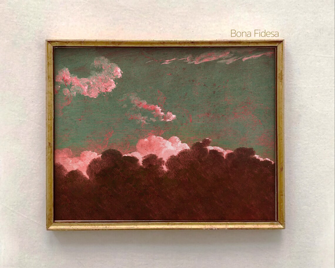 Funky Cloudscape Art Print, Eclectic Maximalist Decor