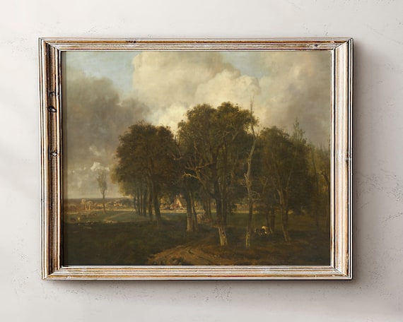 Dark Academia Decormoody Vintage Landscape Oil Paintingantique Wall Artgift Under 10 Dollars For Painterdigital Print