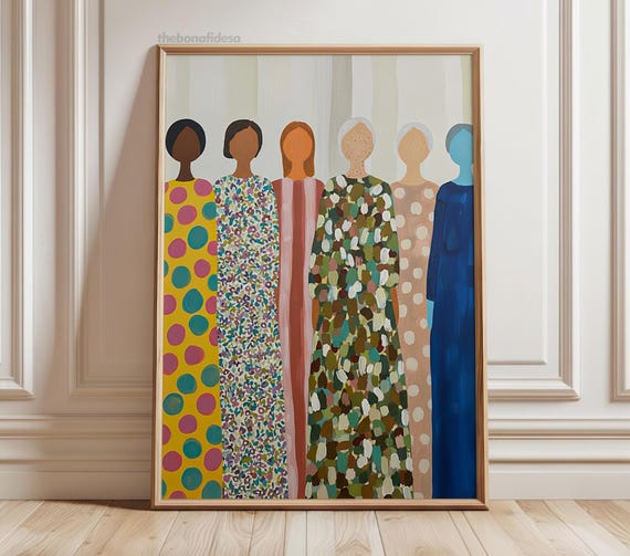Modern Colorful Feminine Print Abstract People Art Contemporary Vibrant Female Poster Large Wall