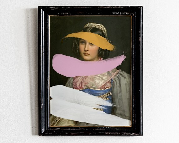 Altered Art Classic Portrait with Colorful Paint Swipes Wall Poster